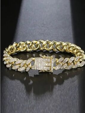SHEIN | Gold Rhinestone Cuban Bracelet Anklet